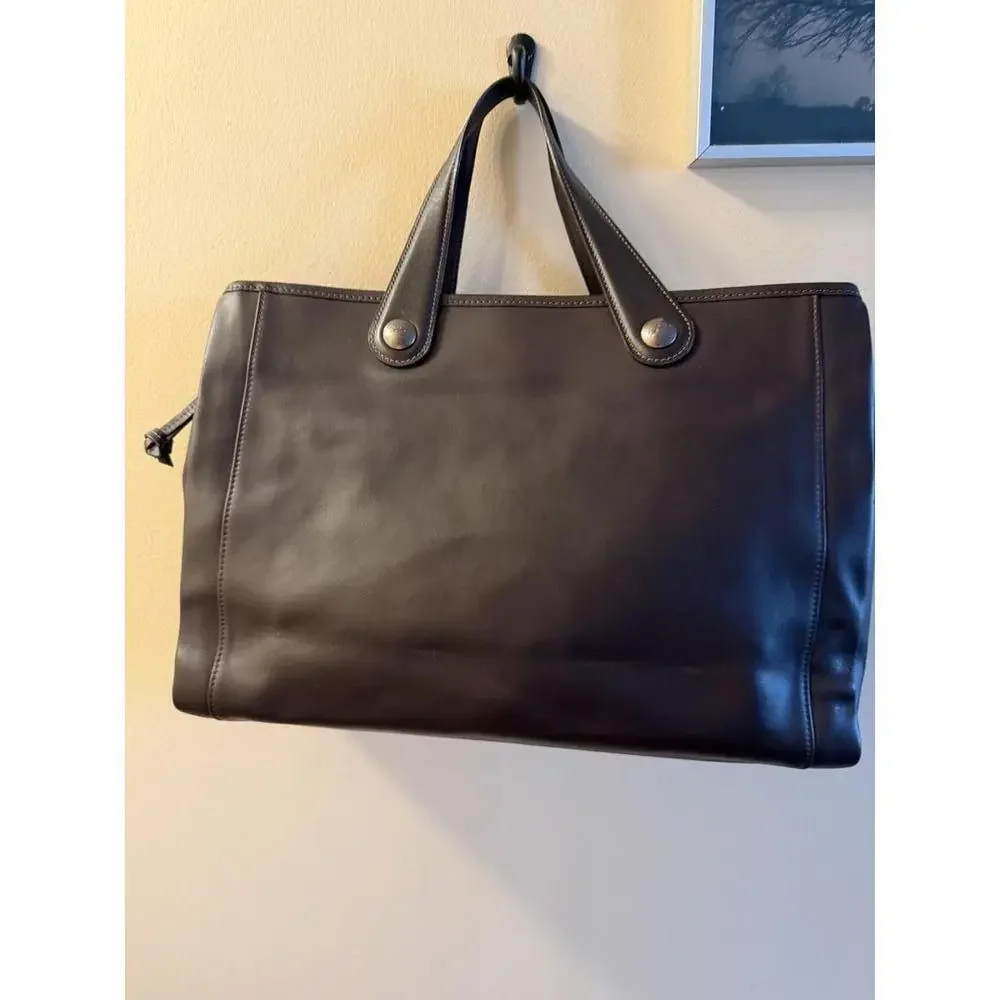 Longchamp Vintage Large Brown Leather Tote Bag - Picture 2 of 8